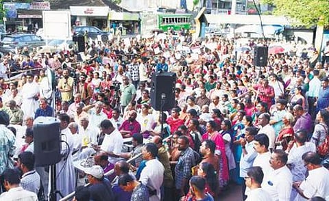 Munambam residents during a protest