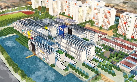 An artistic rendition of the proposed Young India Skill University.