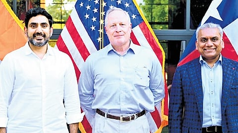 Nara Lokesh with Perot Group chairman Ross Perot Jr. in Dallas.