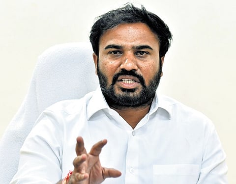 SAAP chairman Animini Ravi Naidu speaking to the reporters in Vijayawada on Tuesday.