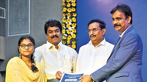 MP K Sivanath during the Rozgar Mela in Vijayawada.