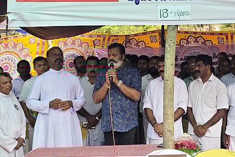 Union Minister Suresh Gopi visited the relay hunger strike stage organised by the Munambam Land Protection Committee