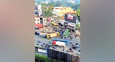 The accident spot at Vallathol Junction