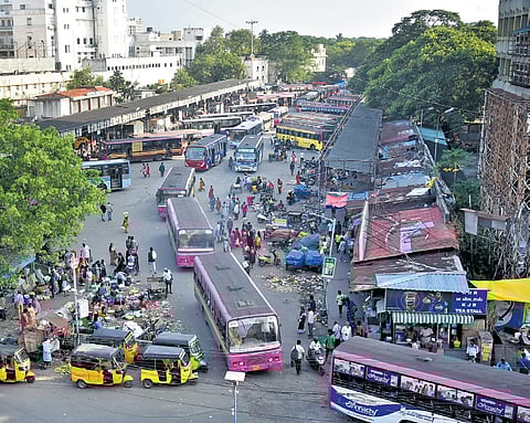 Aerial view of the iconic Broadway Bus Stand at Parry’s Corner