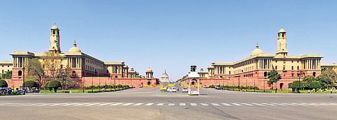 The North and South Blocks of the Union government's Secretariat at Vijay Chowk in New Delhi.