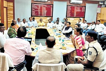 Members of the Assembly standing committee during the meeting with SCB MCH authorities on Wednesday