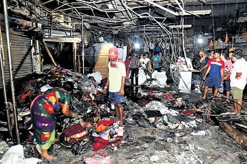 The site at the Unit-1 underground market where the fire broke out