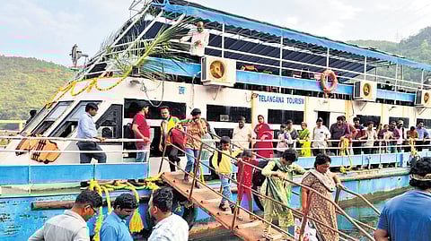 People disembark the cruise on the first day of launch by the Department of Tourism on Saturday