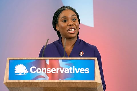 Kemi Badenoch speaks after being elected as the new leader of the opposition Conservative Party in London (Photo | AP)