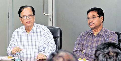 Professor K Purushottam Reddy with HYDRAA Commissioner AV Rangnath