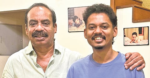 Editor-actor Sangeeth Prathap with veteran Malayalam movie director Sathyan Anthikad