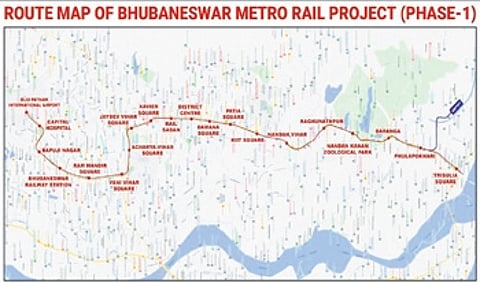 Route map of Bhubaneshwar Metro project