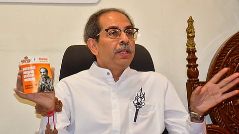 Shiv Sena (UBT) chief Uddhav Thackeray during the launch of the party's manifesto ahead of the Maharashtra Assembly polls, at Matoshree, in Mumbai.