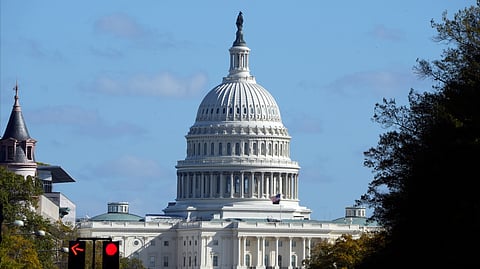The U.S. Capitol is seen from Pennsylvania Avenue in Washington, on Election Day, Tuesday.