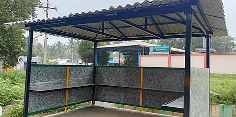 The Kittampalayam village panchayat in Coimbatore district has constructed a bus shelter using plastic sheets made from plastic waste collected from the households in the panchayat limit.