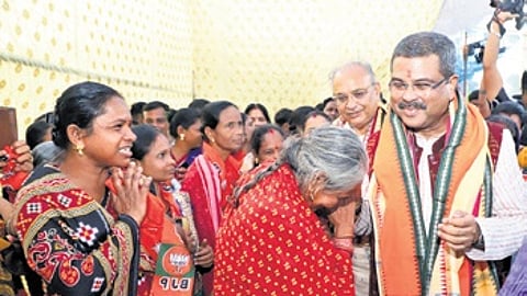 Union Education Minister Dharmendra Pradhan during his visit to Sambalpur.