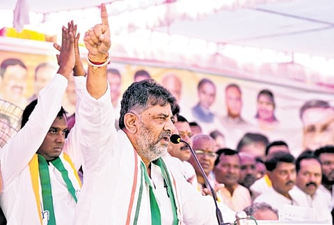 DCM DK Shivakumar campaigns in Channapatna on Friday
