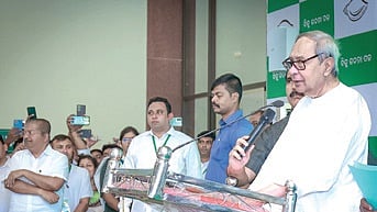 Naveen addressing student leaders of BJD at Sankha Bhawan
