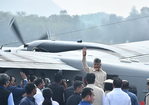 CM Chandrababu Naidu takes part in the trial run of seaplane service from Vijayawada