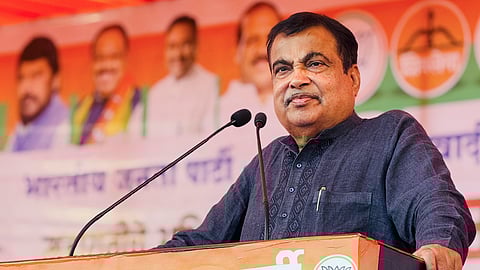 Union Minister Nitin Gadkari addresses a public meeting in support of BJP candidate from Hinganghat constituency, Samir Trimbakrao Kunawar ahead of the Maharashtra Assembly elections, in Wardha district of Maharashtra.