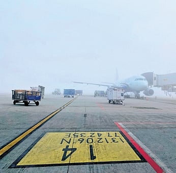 A flight makes the first successful touchdown on the south runway of KIA in foggy conditions in 2021. The runway was declared CAT-III compliant in 2020