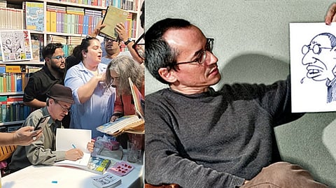 Joe Sacco signing books