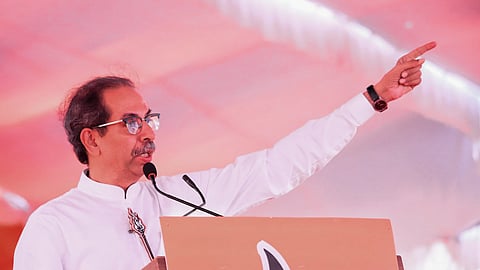 Shiv Sena (UBT) Chief Uddhav Thackeray addresses a public meeting ahead of the Maharashtra Assembly polls in Ausa Assembly constituency.