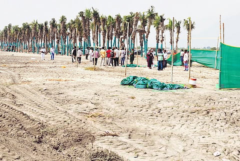 The spruced up Manginapudu Beach for Karthika Pournami Snanam