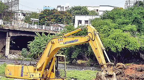 Works being carried out for the Musi Riverfront Development Project