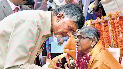 CM Chandrababu Naidu with Rampilla Narasayamma