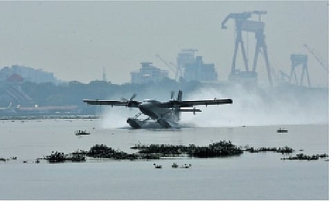 The seaplane from Bolgatty Palace Waterdrome after landing in Kochi