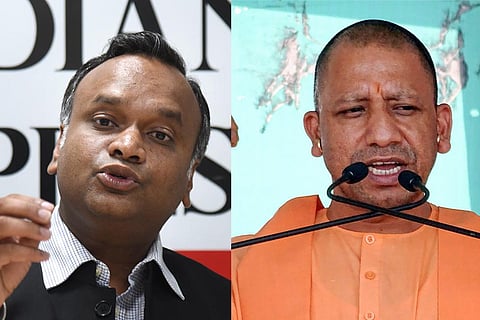 Priyank Kharge (L) Yogi Adityanath (R)