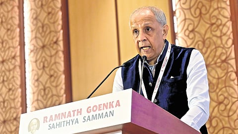 The New Indian Express Group (Madurai) CMD Manoj Kumar Sonthalia speaks at the event