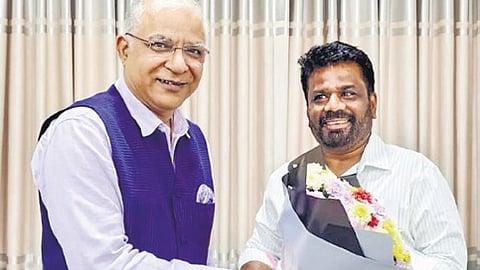 High Commissioner of India to SL Santosh Jha congratulates SL Prez Anura in Colombo on Friday