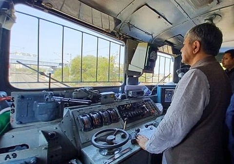 Union Minister for Railways Ashwini Vaishnaw testing Kavach system.