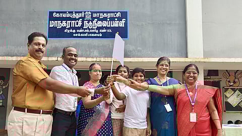 Swearing-in ceremony of house captain and vice captain for Magizh Mutram which is a new house system was held at corporation middle school at Masakalipalayam in the city on Thursday.