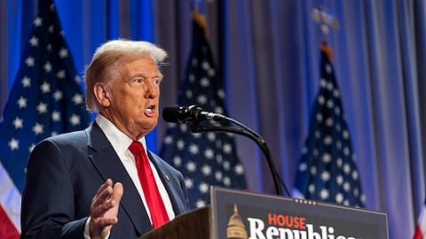 President-elect Donald Trump speaks at meeting of the House GOP conference, Wednesday, Nov. 13, 2024, in Washington.