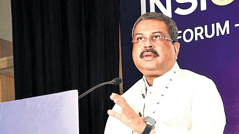 Union Education Minister Dharmendra Pradhan speaks at Indian School of Business in Hyderabad on Friday