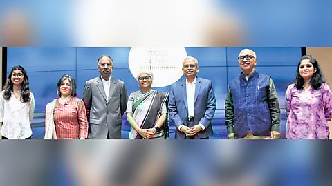 Kris Gopala Krishnan, Shibulal, Pratima Murthy and K Dinesh at the Infosys Science Foundation Award ceremony in Bengaluru on Thursday