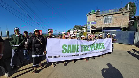 Calls for “Save the peace” echoed across Manipur’s Ukhrul town on Friday as Tangkhul Naga women peacekeepers, known as “pukreilas.”