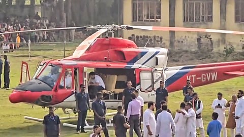 LoP in Lok Sabha and Congress leader Rahul Gandhi waits as his helicopter was reportedly delayed due to a clearance issue from the Air Traffic Control (ATC), in Jharkhand's Godda, Friday, Nov. 15, 2024.
