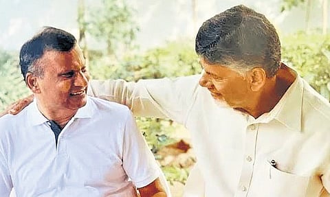 CM N Chandrababu Naidu with his younger brother N Ramamurthy Naidu