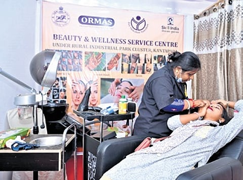 A visitor availing services at the beauty and wellness service centre