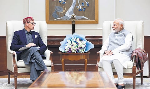 J&K CM Omar Abdullah meets PM Narendra Modi in New Delhi in October.