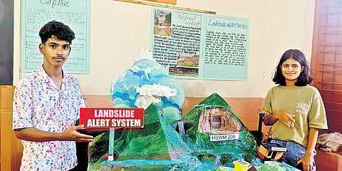 Niramaya and Sreyas of Durga HSS, Kasaragod, explain how the landslide alert system can help in early detection and rescue