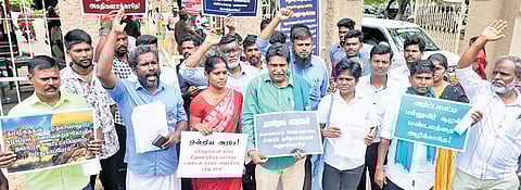 Tamil Nadu Environmental Protection Movement staging a protest against the permission to mine in Arittapatti, a biodiversity heritage locality
