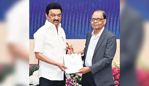 CM Stalin submits memorandum to Arvind Panagariya at Chennai