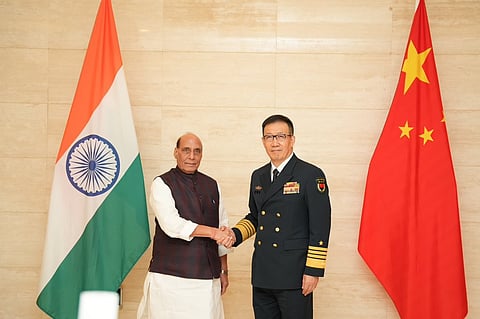Rajnath Singh with Chinese Defence Minister Dong Jun