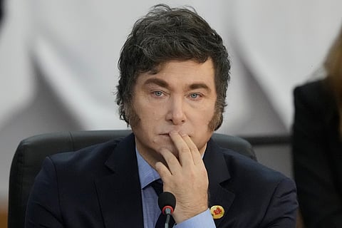 Argentina's President Javier Milei attends the G20 Summit leaders meeting in Rio de Janeiro, Monday, Nov. 18, 2024.