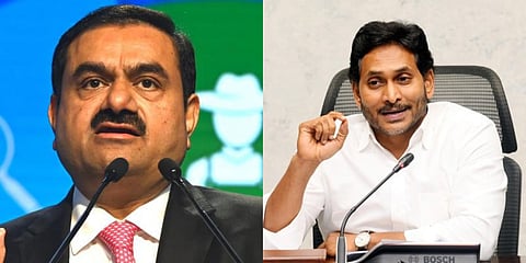 Adani Group chairman Gautam Adani and YSRCP chief Y. S. Jagan Mohan Reddy.